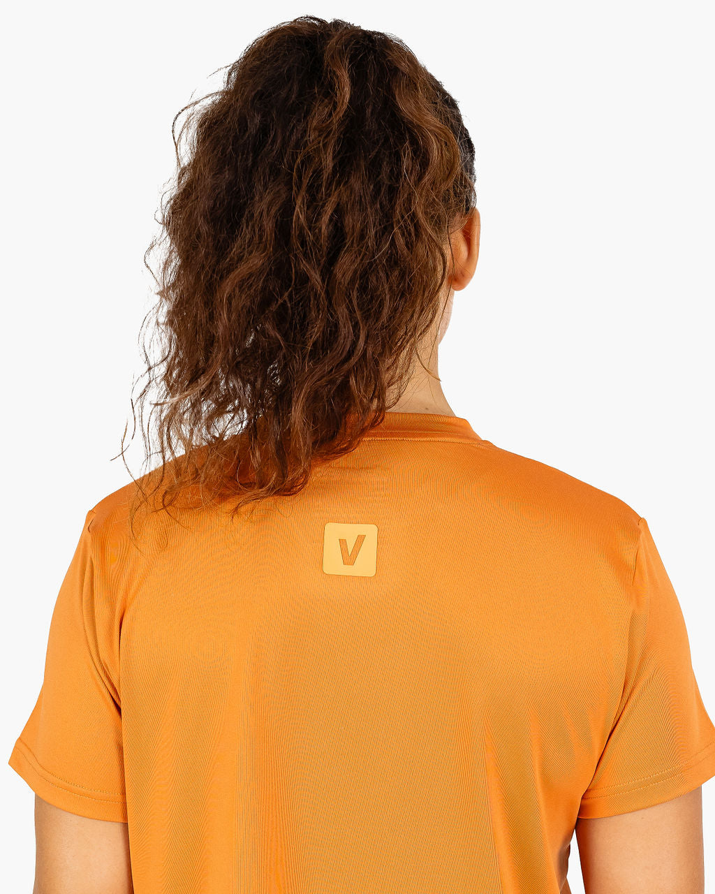 Velites Holo women's crop t-shirt back color_Foxy Orange