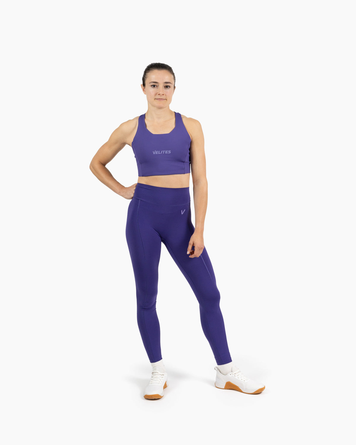 High neck bra Holo Velites female model front color_witchy purple