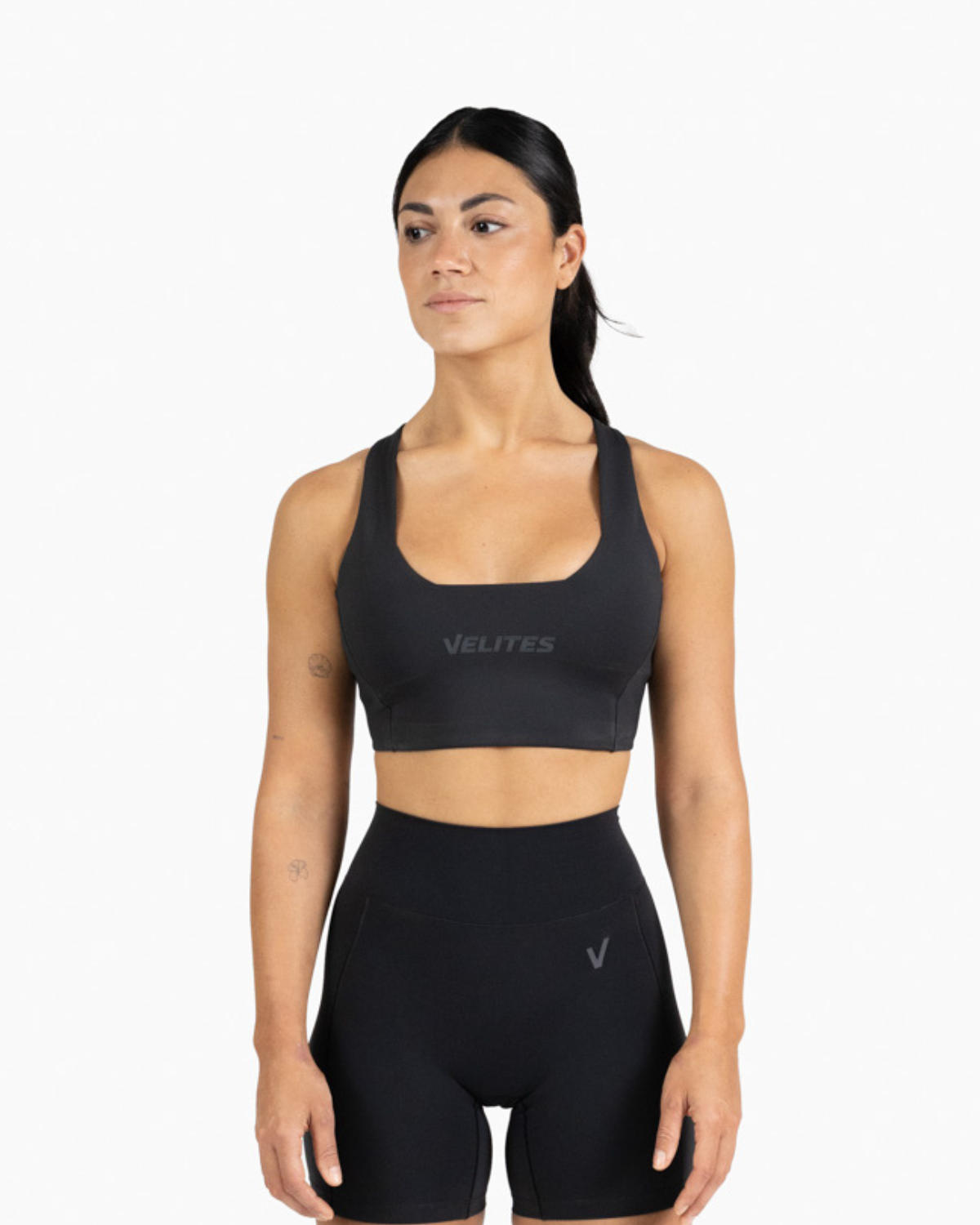 Low neck bra Holo Velites front color_black