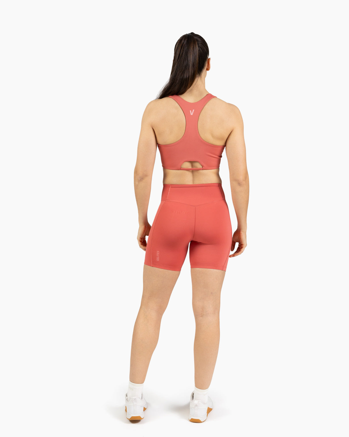 Women's Holo Mid-Length Leggings Velites back color_Raspberry