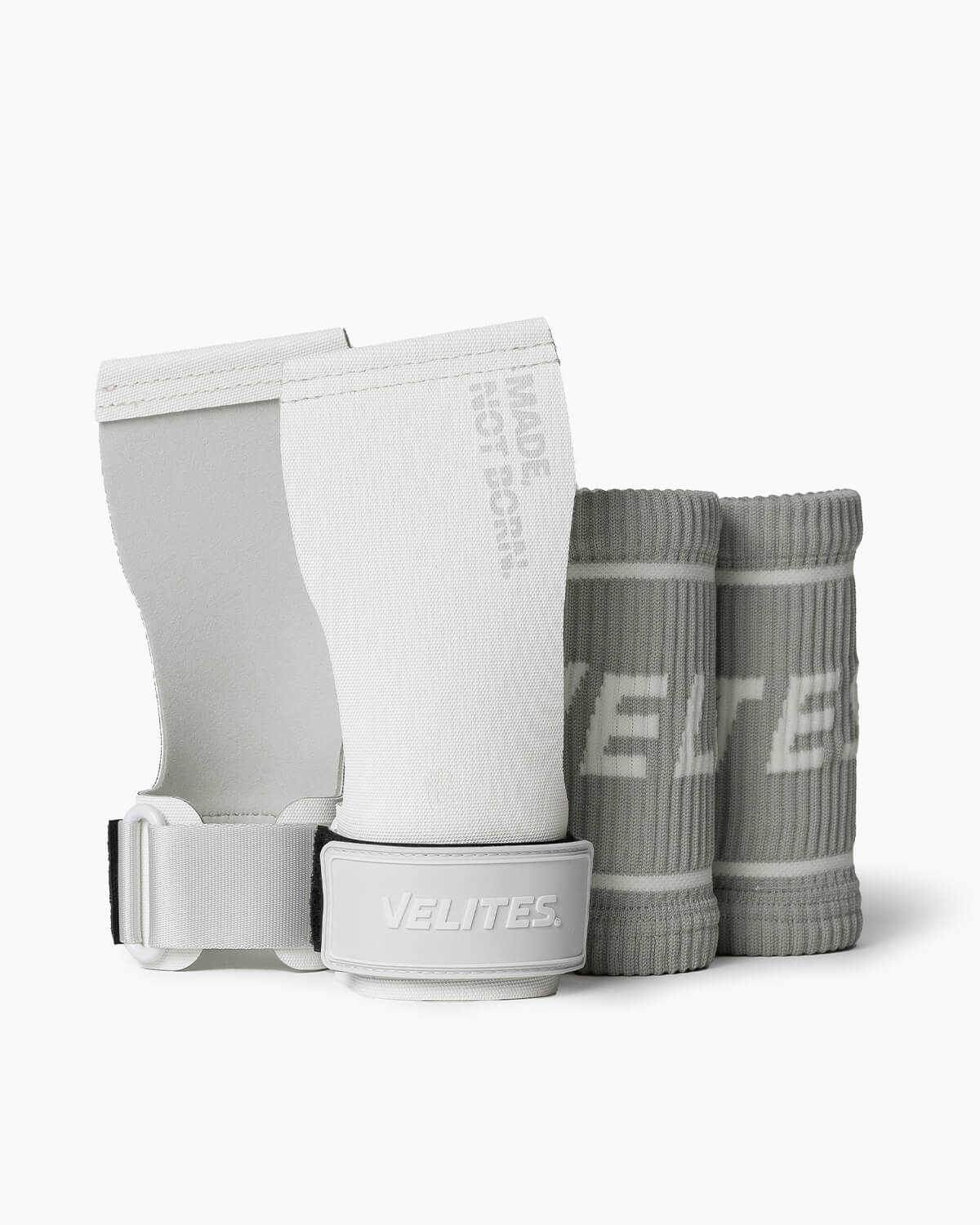 Velites All Terrain hand grips and wrist wraps without chalk white